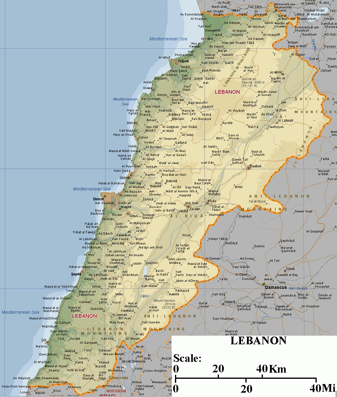 liban villes carte